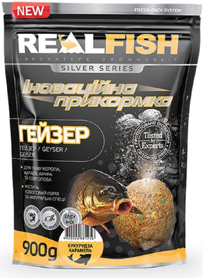 Прикормка Real Fish Гейзер (Кукурудза карамель) 0.9кг (RF-901) RF-901 фото
