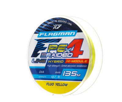 Шнур Flagмan PE Hybrid F4 135м FluoYellow 0.06мм. 2.7кг/6Lb (27135-006) 27135-006 фото