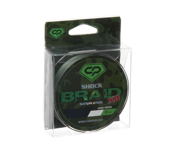 Шок-лідер Carp Pro Shock Braid PE X8 0.16мм 25м Dark Green (CP1625-8-25) CP1625-8-25 фото