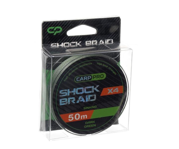 Шок-лідер Carp Pro Shock Braid PE X4 0.16мм 50м Dark Green (CP1618-4-50) CP1618-4-50 фото