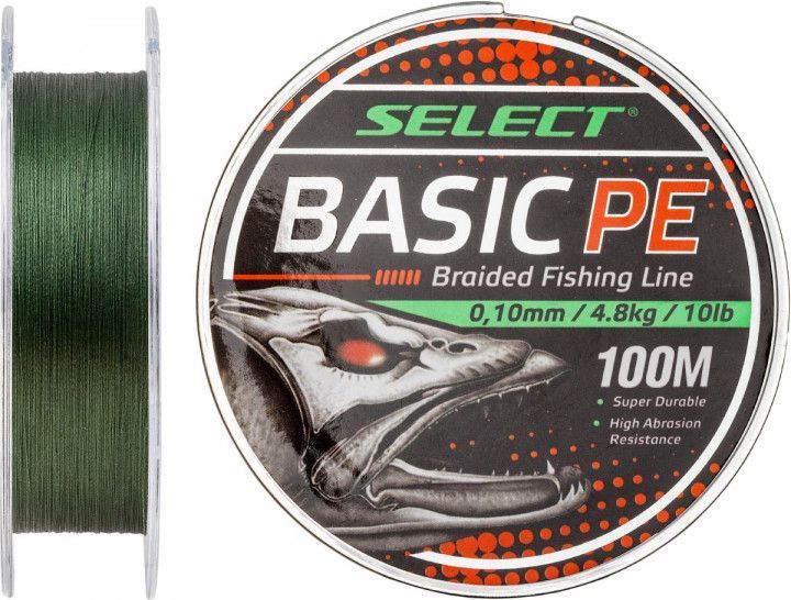 Шнур Select Basic PE (темн-зел.) 100м 0.08мм 4кг / 8lb (1870-27-59) 1870-27-59 фото
