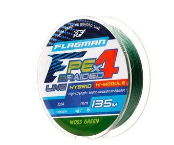 Шнур Flagмan PE Hybrid F4 135м / 0.19мм / 10.0кг / 22Lb мossGreen (26135-019) 26135-019 фото