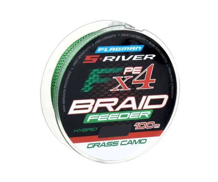 Шнур S-RIVER FEEDER BRAID PE Hybrid Х4 Grass Caмo 0.14мм 8.2kg 100м (SRFB014) SRFB014 фото