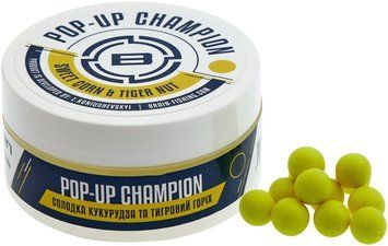 Бойлы Brain Champion Pop-Up Sweet Corn & Tiger Nut (кукуруза+тигровый орех) 12мм 34г (1858-21-80) 1858-21-80 фото