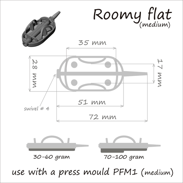 Годівниця ORANGE Roomy Flat Method з вертлюгом № 4, 50 гр. (DF550) DF550 фото
