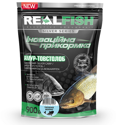 Прикормка Real Fish Амур Товстолоб (Топлене молоко) 0.9 кг (RF-920) RF-920 фото