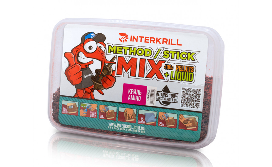 Пеллетс Interkrill "METHOD/STICK MIX", 400 г + (Ліквід Криль-Аміно, 50г) (PLS-003) PLS-003 фото