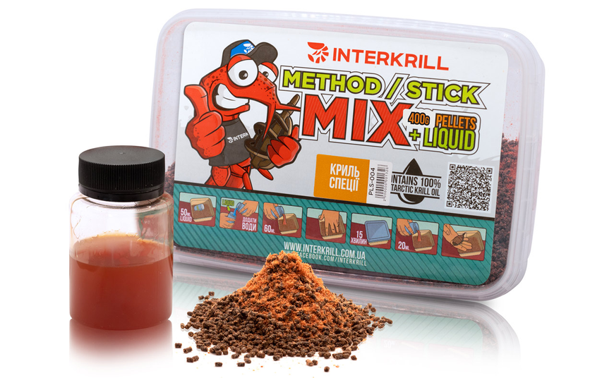 Пеллетс Interkrill "METHOD/STICK MIX", 400 г+ (Ликвид Криль-Специи, 50г) (PLS-004) PLS-004 фото