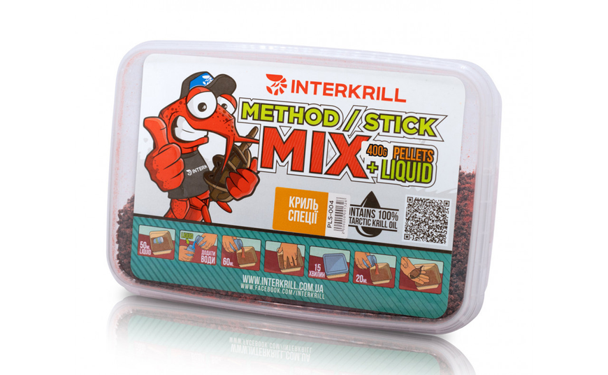 Пеллетс Interkrill "METHOD/STICK MIX", 400 г + (Ліквід Криль-Спеції, 50г) (PLS-004) PLS-004 фото