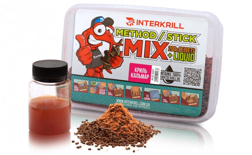 Пеллетс Interkrill "METHOD/STICK MIX", 400 г + (Ліквід Криль-Кальмар, 50г) (PLS-007) PLS-007 фото