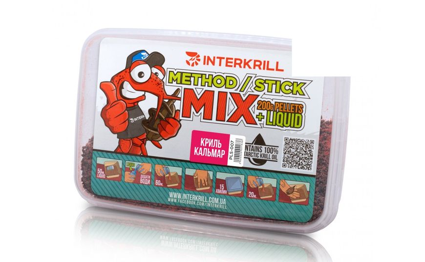 Пеллетс Interkrill "METHOD/STICK MIX", 400 г + (Ліквід Криль-Кальмар, 50г) (PLS-007) PLS-007 фото