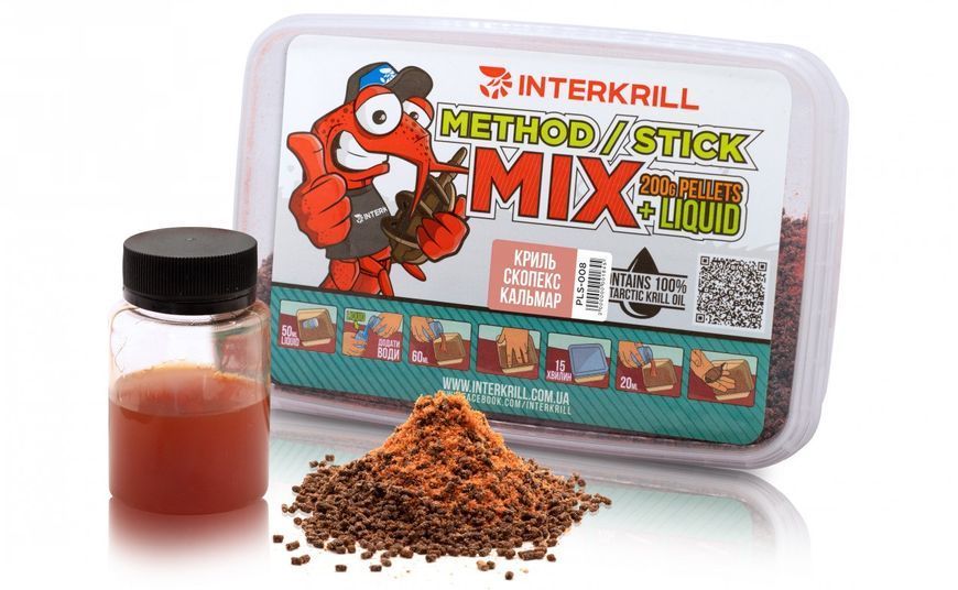 Пеллетс Interkrill "METHOD/STICK MIX", 400 г+ (Ликвид Криль-Скопекс-Кальмар, 50г) (PLS-008) PLS-008 фото
